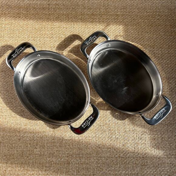 All-Clad Stainless Steel Mini Bakers Pair 9” Oval Gratin Dishes w/ Handles - Picture 1 of 5